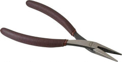 Paramount - 7-25/32" OAL, 1-9/16" Jaw Length x 17/32" Jaw Width, Long Nose Pliers - Serrated Jaw, Slim Line Head, Plastic Dipped Handles - Exact Tool & Supply