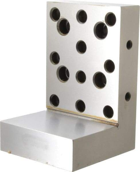 Suburban Tool - 4" Wide x 6" Deep x 4" High Steel Precision-Ground Angle Plate - Standard Plate, Machined Holes on Surface, Open End, 1-1/4" Thick, Single Plate - Exact Tool & Supply