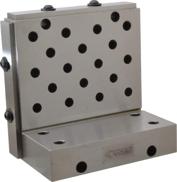 Suburban Tool - 6" Wide x 6" Deep x 4" High Steel Precision-Ground Angle Plate - Standard Plate, Machined Holes on Surface, Open End, 1-1/4" Thick, Single Plate - Exact Tool & Supply