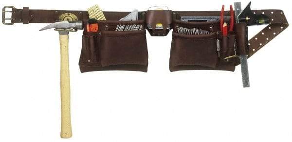 CLC - 29 to 46" Waist Tool Belt - 12 Pocket, 2" Wide, Brown, Leather - Exact Tool & Supply