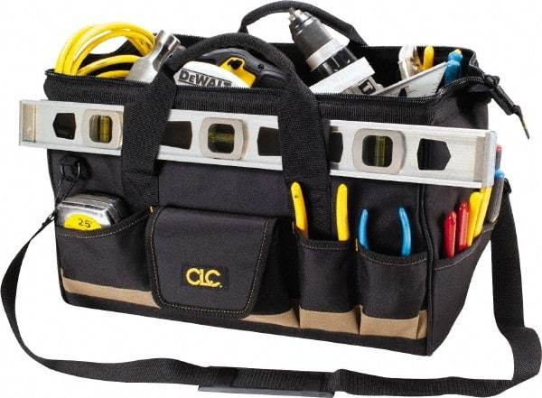 CLC - 25 Pocket Black & Tan Polyester Tool Bag - 18" Wide x 11" Deep x 12" High - Exact Tool & Supply