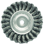 4" Diameter - 3/8-1/2" Arbor Hole - Knot Twist Steel Wire Straight Wheel - Exact Tool & Supply