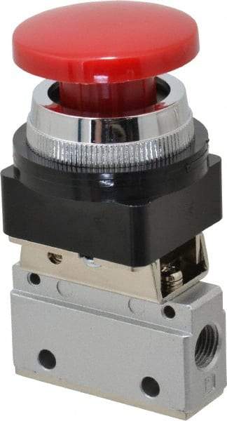 ARO/Ingersoll-Rand - 1/8" NPT Manual Mechanical Valve - 3-Way, 2 Position, Palm Button/Spring & 0.2 CV Rate - Exact Tool & Supply