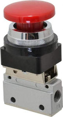 ARO/Ingersoll-Rand - 1/8" NPT Manual Mechanical Valve - 3-Way, 2 Position, Palm Button/Spring & 0.2 CV Rate - Exact Tool & Supply