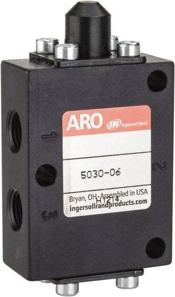 ARO/Ingersoll-Rand - 1/8" NPT Manual Mechanical Valve - 3-Way, 2 Position, Cam Stem/Spring & 0.4 CV Rate - Exact Tool & Supply