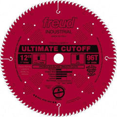 Freud - 12" Diam, 1" Arbor Hole Diam, 96 Tooth Wet & Dry Cut Saw Blade - Carbide-Tipped, Standard Round Arbor - Exact Tool & Supply