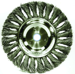 6" Diameter - 1/2-5/8" Arbor Hole - Knot Twist Steel Wire Straight Wheel - Exact Tool & Supply