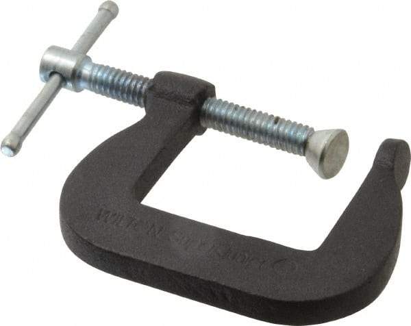 Wilton - Light-Duty 1-1/4" Max Opening, 1-1/4" Throat Depth, Forged Steel Standard C-Clamp - 800 Lb Capacity, 0" Min Opening, Standard Throat Depth, Steel Screw - Exact Tool & Supply