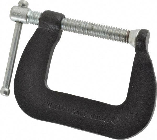 Wilton - Light-Duty 1-1/2" Max Opening, 1-1/2" Throat Depth, Forged Steel Standard C-Clamp - 850 Lb Capacity, 0" Min Opening, Standard Throat Depth, Steel Screw - Exact Tool & Supply
