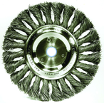 15" - Diameter Standard Twist Knot Wire Wheel; .016" Steel Fill; 1-1/4" Arbor Hole - Exact Tool & Supply
