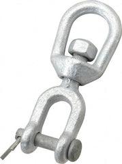 Made in USA - 850 Lbs. Load Limit, 3-5/32 Inches Long x 1/4 Inch Diameter Jaw Eye Swivel - Exact Tool & Supply