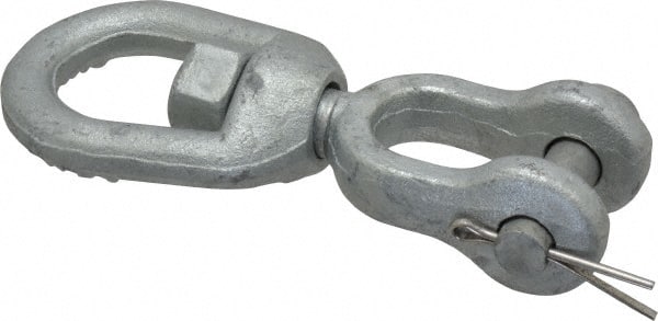 Made in USA - 3, 600 Lbs. Load Limit, 6-1/8 Inches Long x 1/2 Inch Diameter Jaw Eye Swivel - Exact Tool & Supply