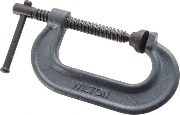 Wilton - Regular-Duty 3" Max Opening, 1-15/16" Throat Depth, Forged Steel Standard C-Clamp - 3,000 Lb Capacity, 0" Min Opening, Standard Throat Depth - Exact Tool & Supply