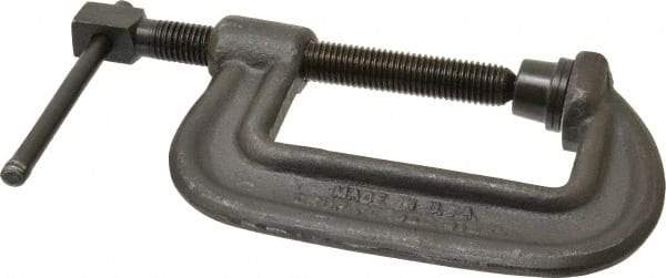 Wilton - Heavy-Duty 4" Max Opening, 2-1/4" Throat Depth, Forged Steel Standard C-Clamp - 10,000 Lb Capacity, 0" Min Opening, Standard Throat Depth, Cold Drawn Steel Screw - Exact Tool & Supply