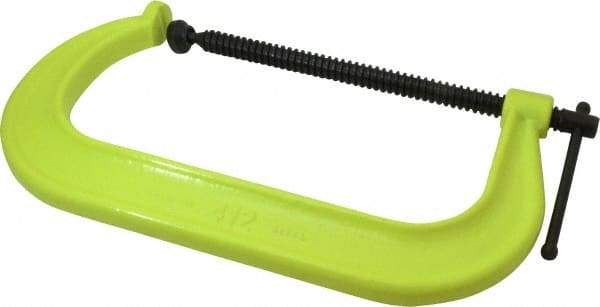 Wilton - Regular-Duty 12-1/4" Max Opening, 6-5/16" Throat Depth, Forged Steel Standard C-Clamp - 9,300 Lb Capacity, 2" Min Opening, Deep Throat, Alloy Steel Screw - Exact Tool & Supply