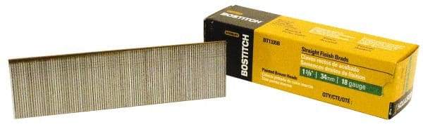 Stanley Bostitch - 18 Gauge 1-3/8" Long Brad Nails for Power Nailers - Steel, Galvanized Finish, Brad Head, Chisel Point - Exact Tool & Supply