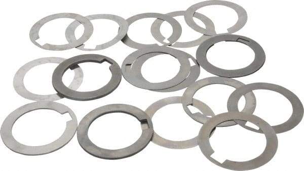 Precision Brand - 1-1/2 Inch Inside Diameter, 2-1/8 Inch Outside Diameter, 3/8 Inch Keyway Width, Steel Machine Tool Arbor Spacer Set - 0.001 to 0.125 Inch Thick, Use with Gang Cutters, Grinding Tools, Milling Cutters, Saws, Slitting Blades, 19 Pieces - Exact Tool & Supply