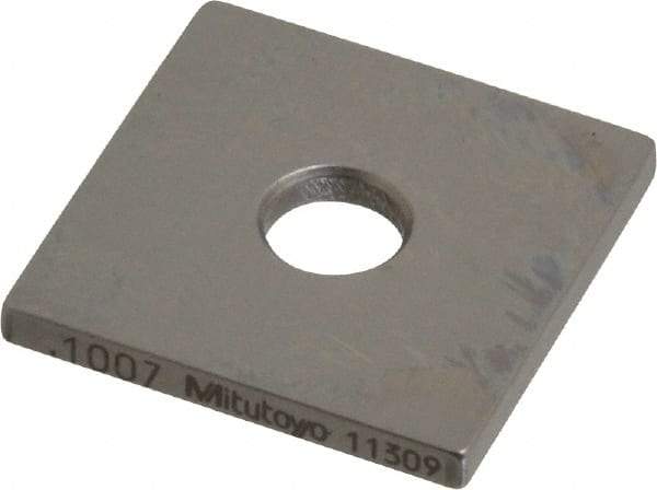 Mitutoyo - 0.1007" Square Steel Gage Block - Accuracy Grade 0, Includes Certificate of Inspection - Exact Tool & Supply
