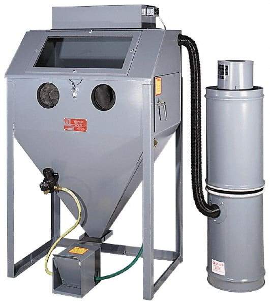 Trinco - 53" Wide x 65" High x 50" Deep Floor Sandblaster - Working Dimensions 48" Wide x 24" High x 24" Deep - Exact Tool & Supply