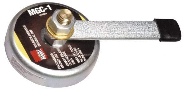 Bessey - 250 Amps Grounding Capacity, 3-1/2" Diam, 2" High, 55 Lb Max Pull Force, Magnetic Welding & Fabrication Ground Clamp - 55 Lb Average Pull Force, 3-1/2" Long, Round Cup Magnet, Brass Stud - Exact Tool & Supply