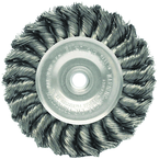 4" Diameter - 3/8-1/2" Arbor Hole - Knot Twist Stainless Straight Wheel - Exact Tool & Supply