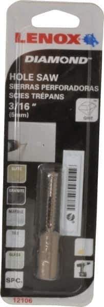 Lenox - 3/16" Diam, 1-1/8" Cutting Depth, Hole Saw - Diamond Grit Saw, Continuous Edge - Exact Tool & Supply