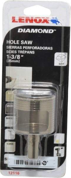 Lenox - 1-3/8" Diam, 1-1/8" Cutting Depth, Hole Saw - Diamond Grit Saw, Continuous Edge - Exact Tool & Supply