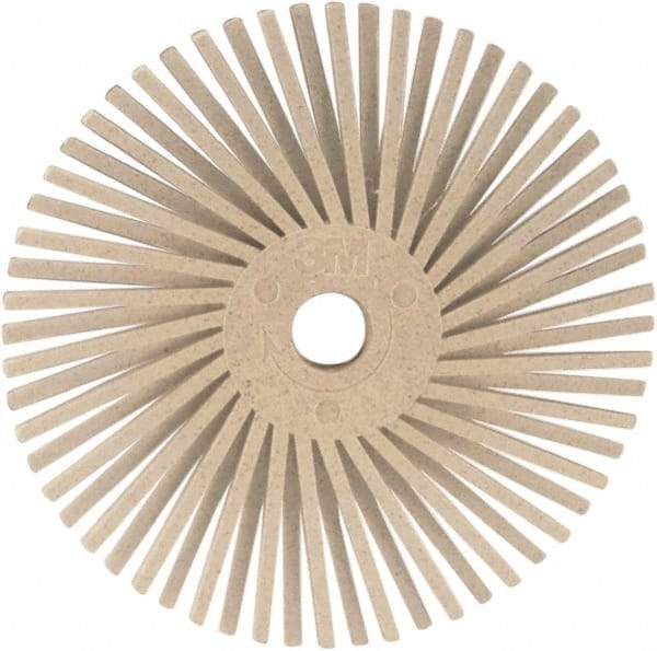 3M - 3" 120 Grit Ceramic Tapered Disc Brush - Fine Grade, Plain Hole Connector, 1" Trim Length, 0.37" Arbor Hole - Exact Tool & Supply