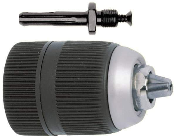 Accupro - 1/16 to 1/2" Capacity, Integral Shank Drill Chuck - Keyless, SDS Plus Shank, 43mm Sleeve Diam, 65mm Open Length - Exact Tool & Supply