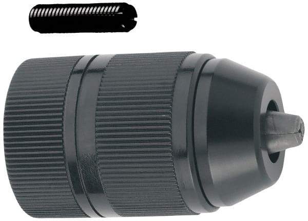 Accupro - 3/8-24 Male, 1/32 to 3/8" Capacity, Threaded Mount Drill Chuck - Keyless, 41mm Sleeve Diam, 54.5mm Open Length - Exact Tool & Supply