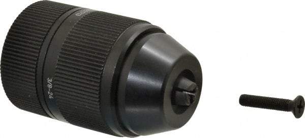 Accupro - 3/8-24, 1/16 to 1/2" Capacity, Threaded Mount Drill Chuck - Keyless, 43mm Sleeve Diam, 62.5mm Open Length - Exact Tool & Supply