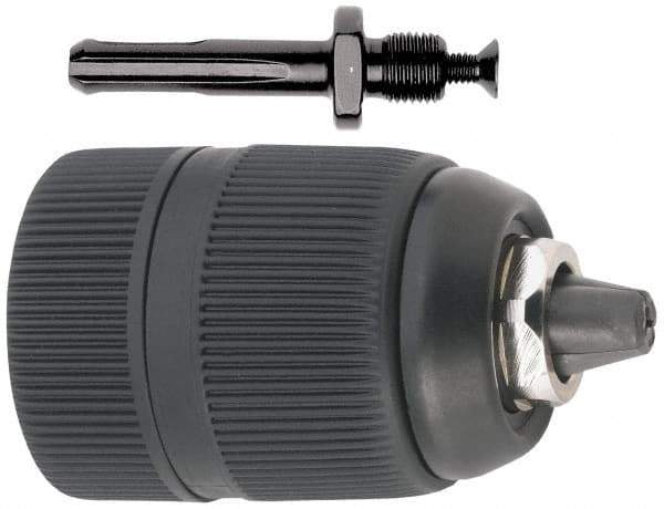 Accupro - 1/16 to 1/2" Capacity, Integral Shank Drill Chuck - Keyless, SDS Plus Shank, 42mm Sleeve Diam, 65mm Open Length - Exact Tool & Supply
