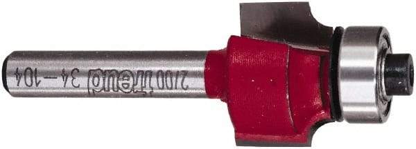 Freud - 3/4" Cut Diam, 1/2" Length of Cut, 0 Flute Round-Over Edge Profile Router Bit - Carbide-Tipped, 1/4" Shank Diam, 2-3/16" OAL, Proprietary Coating - Exact Tool & Supply