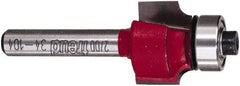 Freud - 3/4" Cut Diam, 1/2" Length of Cut, 0 Flute Round-Over Edge Profile Router Bit - Carbide-Tipped, 1/4" Shank Diam, 2-3/16" OAL, Proprietary Coating - Exact Tool & Supply