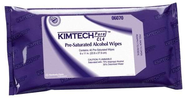 Kimtech - W4 Flat Fold Clean Room/Lab/Critical Task Wipes - Poly Pack, 11" x 9" Sheet Size, White - Exact Tool & Supply
