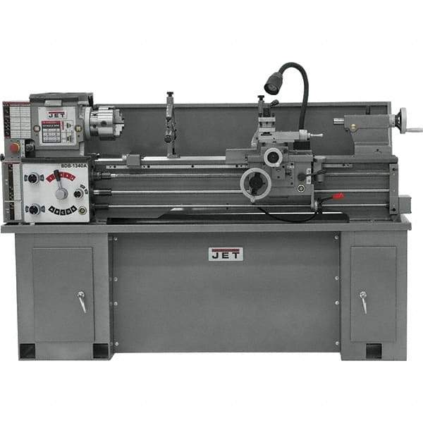Jet - 13" Swing, 40" Between Centers, 230 Volt, Single Phase Bench Lathe - 5MT Taper, 2 hp, 60 to 1,240 RPM, 1-3/8" Bore Diam, 32" Deep x 45" High x 71" Long - Exact Tool & Supply