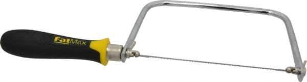 Stanley - 6-1/2" Steel Blade Coping Saw - ABS, TPR Handle, Ergonomic, 13-1/4" OAL, 4-3/4" Throat Depth - Exact Tool & Supply