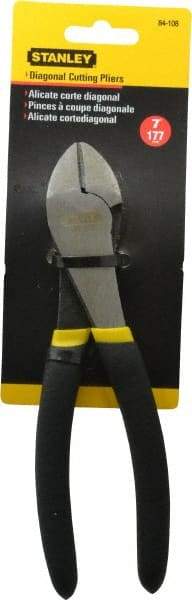 Stanley - 7-1/8" OAL, 1/2" Capacity, Cutting Pliers - 53/64" Jaw Length x 1-11/64" Jaw Width, Round Head, Cushion Grip Handle - Exact Tool & Supply