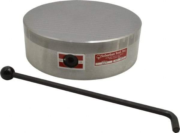 Suburban Tool - Standard Pole Round Permanent Magnetic Rotary Chuck - 9-1/4" Wide x 3" High, Ceramic - Exact Tool & Supply