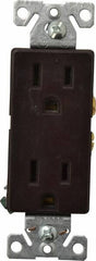 Cooper Wiring Devices - 125 VAC, 15 Amp, 5-15R NEMA Configuration, Brown, Industrial Grade, Self Grounding Duplex Receptacle - 1 Phase, 2 Poles, 3 Wire, Flush Mount, Chemical and Impact Resistant - Exact Tool & Supply