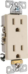 Cooper Wiring Devices - 125 VAC, 15 Amp, 5-15R NEMA Configuration, Ivory, Industrial Grade, Self Grounding Duplex Receptacle - 1 Phase, 2 Poles, 3 Wire, Flush Mount, Chemical and Impact Resistant - Exact Tool & Supply