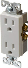Cooper Wiring Devices - 125 VAC, 15 Amp, 5-15R NEMA Configuration, White, Industrial Grade, Self Grounding Duplex Receptacle - 1 Phase, 2 Poles, 3 Wire, Flush Mount, Chemical and Impact Resistant - Exact Tool & Supply