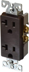 Cooper Wiring Devices - 125 VAC, 20 Amp, 5-20R NEMA Configuration, Brown, Industrial Grade, Self Grounding Duplex Receptacle - 1 Phase, 2 Poles, 3 Wire, Flush Mount, Chemical and Impact Resistant - Exact Tool & Supply