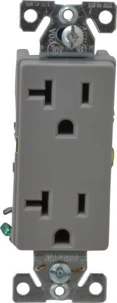 Cooper Wiring Devices - 125 VAC, 20 Amp, 5-20R NEMA Configuration, Gray, Industrial Grade, Self Grounding Duplex Receptacle - 1 Phase, 2 Poles, 3 Wire, Flush Mount, Chemical and Impact Resistant - Exact Tool & Supply