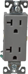 Cooper Wiring Devices - 125 VAC, 20 Amp, 5-20R NEMA Configuration, Gray, Industrial Grade, Self Grounding Duplex Receptacle - 1 Phase, 2 Poles, 3 Wire, Flush Mount, Chemical and Impact Resistant - Exact Tool & Supply