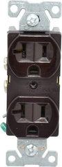 Cooper Wiring Devices - 125 VAC, 20 Amp, 5-20R NEMA Configuration, Brown, Specification Grade, Self Grounding Duplex Receptacle - 1 Phase, 2 Poles, 3 Wire, Flush Mount - Exact Tool & Supply