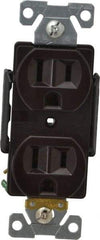 Cooper Wiring Devices - 125 VAC, 15 Amp, 5-15R NEMA Configuration, Brown, Industrial Grade, Self Grounding Duplex Receptacle - 1 Phase, 2 Poles, 3 Wire, Flush Mount, Chemical, Heat and Impact Resistant - Exact Tool & Supply