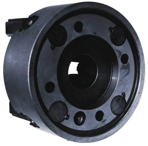 Bison - 4 Jaws, 10" Diam, Independent Manual Lathe Chuck - Plain Back Mount Spindle, Reversible, 1,500 Max RPM, 2.5591" Through Hole Diam, Cast Iron - Exact Tool & Supply