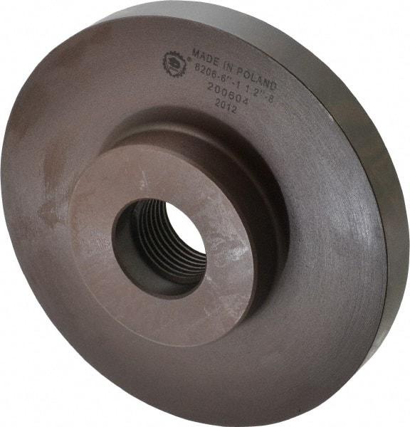 Bison - Adapter Back Plate for 6" Diam Self Centering Lathe Chucks - 1-1/2 - 8 Mount, 1-1/2" Through Hole Diam, 3.189mm ID, 6.535" OD, 0.787" Flange Height, Cast Iron - Exact Tool & Supply