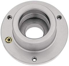 Bison - Adapter Back Plate for 6-1/4" Diam Self Centering Lathe Chucks - 1-1/2 - 8 Mount, 1.515" Through Hole Diam, 3.385mm ID, 38139" OD, 0.59" Flange Height, Steel - Exact Tool & Supply